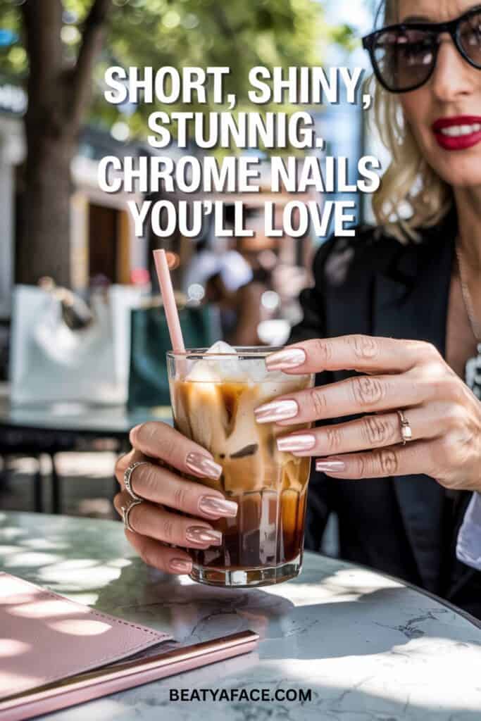 a woman holding a glass of coffee
