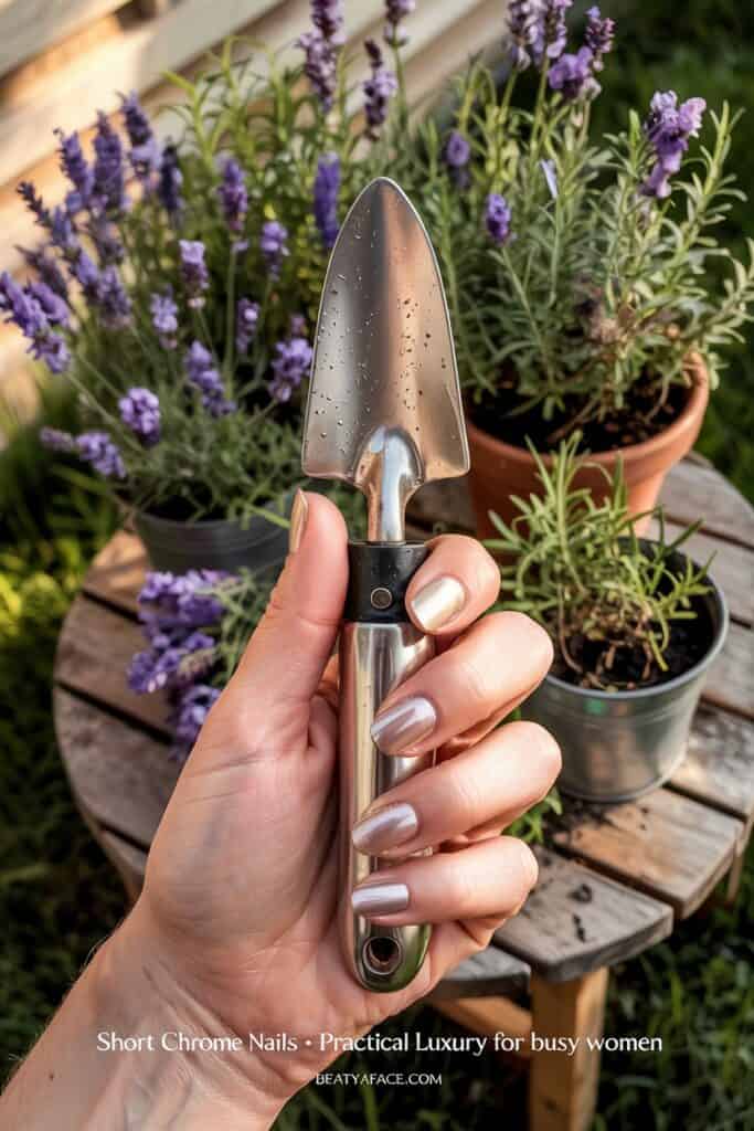 a hand holding a small shovel