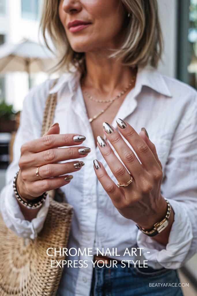 a woman with long nails and gold rings