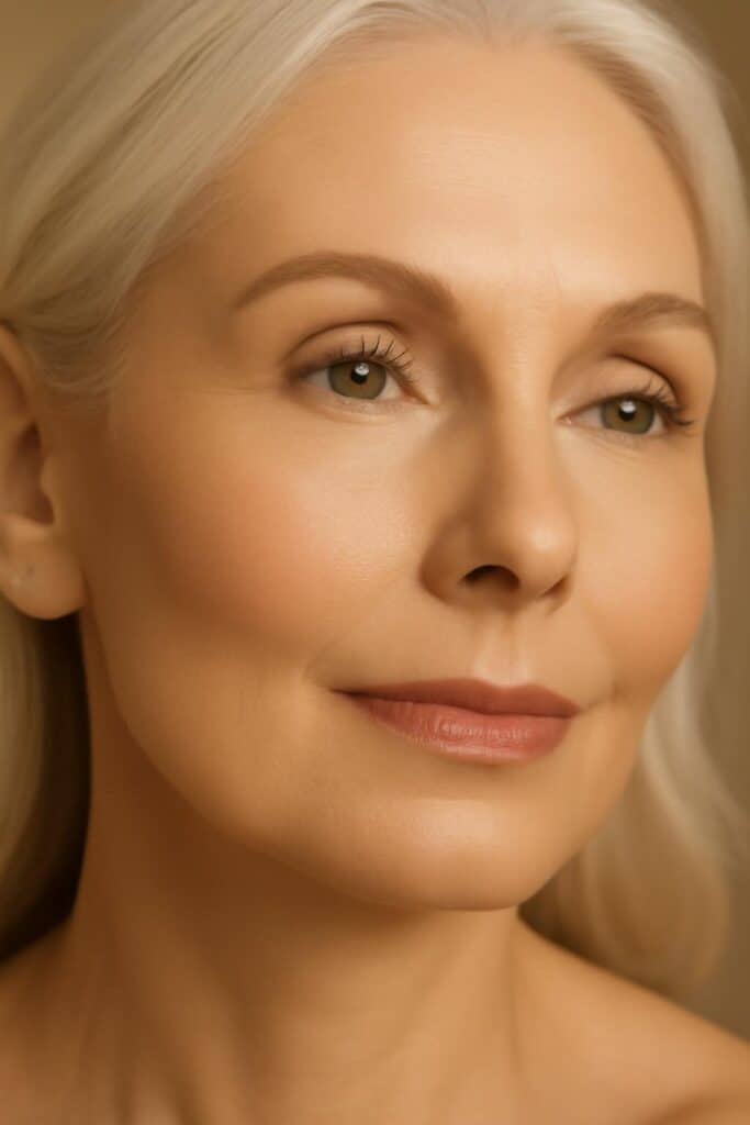 a close up of a woman