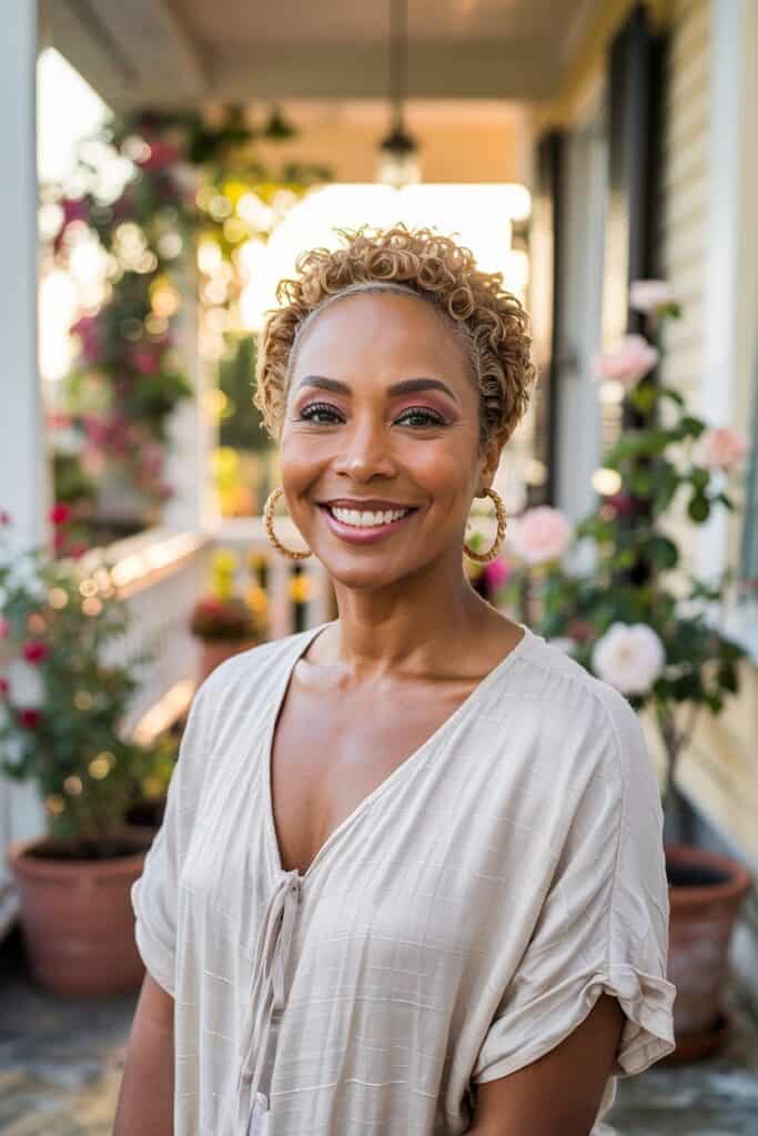 a woman smiling at camera