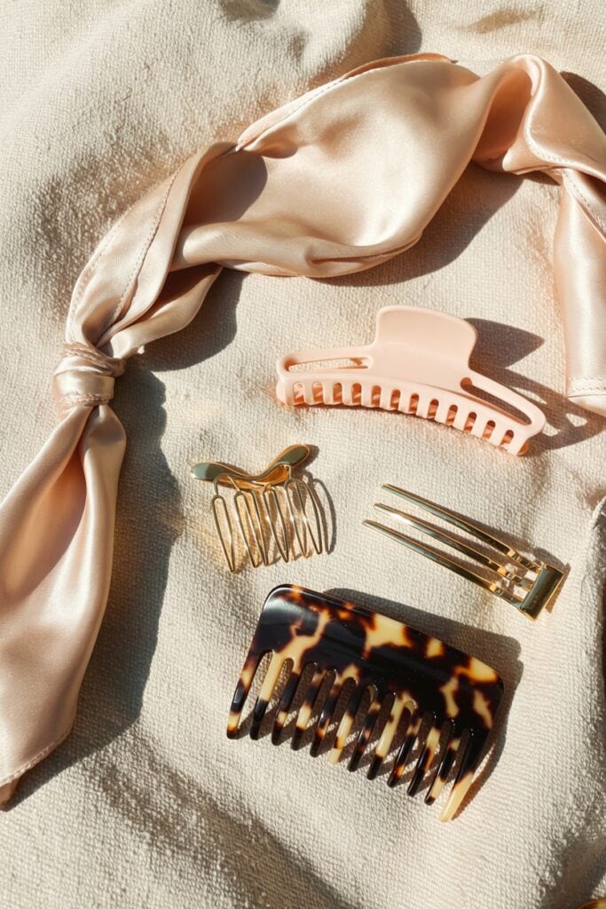 hair clips and hair clips on a cloth