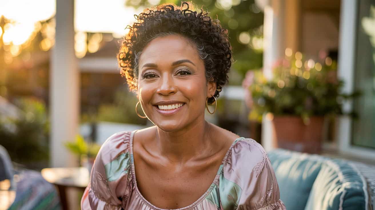 a woman smiling at the camera