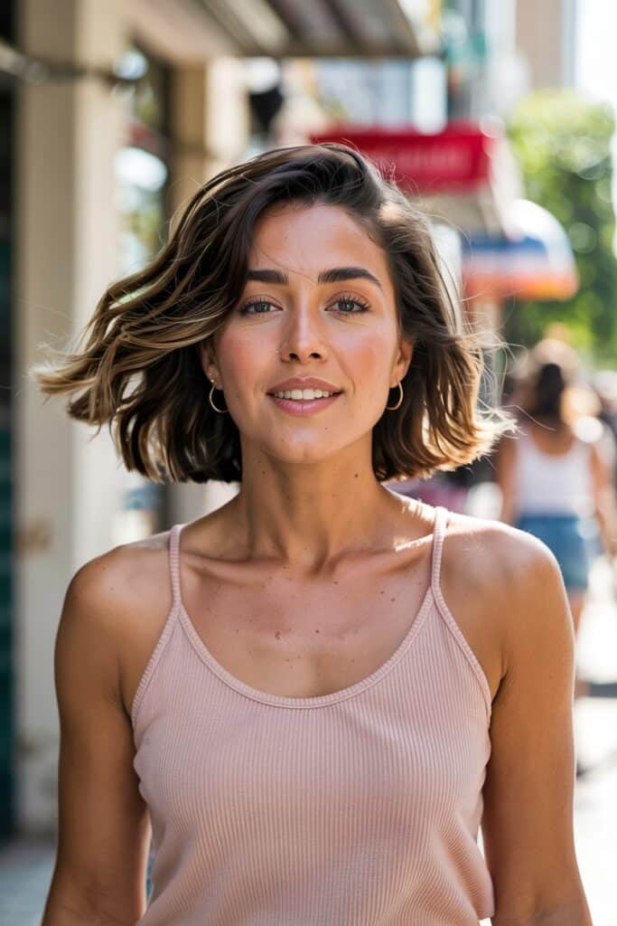 a woman smiling at the camera