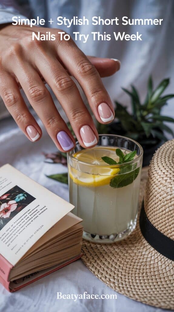 a hand with a fingernail polish over a glass of liquid