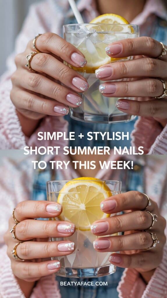 a collage of a woman holding a glass of water with lemon slices