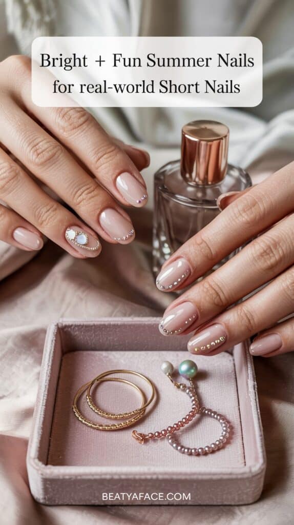 a hand with nail polish and jewelry in a box