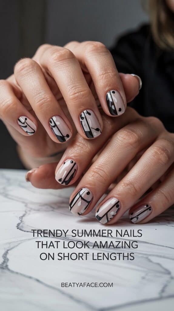 a close up of hands with painted nails