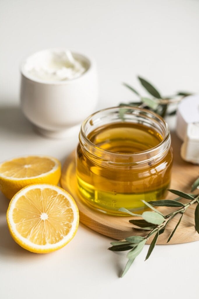 a jar of honey and lemons